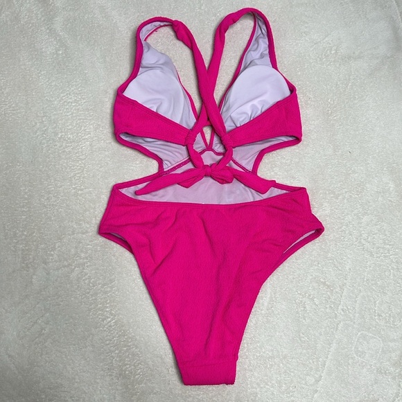 New Barbie neon Pink textured monokini in size Medium - Picture 3 of 5
